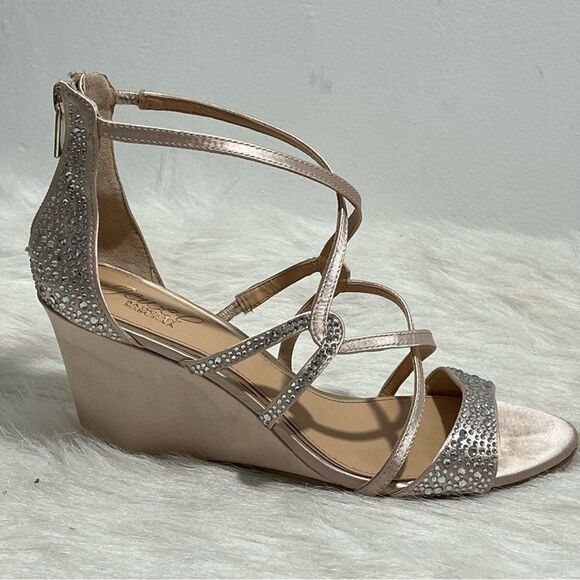 Jewel Badgley Mischka Pink Rhinestone/Crystal Wedge‎ Heel -- 7 - Picture 5 of 13